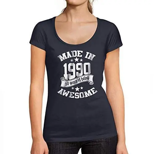 Ultrabasic - Tee-Shirt Femme Col Rond Décolleté Made In 1990 Idée Cadeau T-Shirt Pour Le 30E Anniversaire French Marine 1