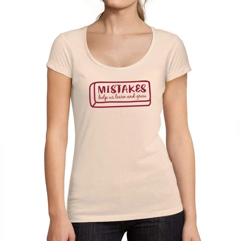 Ultrabasic - Tee-Shirt Femme Col Rond Décolleté Mistake Help Us Learn And Grow Rose Crémeux 1