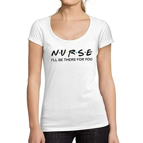 Ultrabasic - Tee-Shirt Femme Col Rond Décolleté Nurse Letter Casual Fashion Relaxed Blanc 1