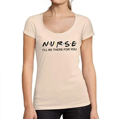 Ultrabasic - Tee-Shirt Femme Col Rond Décolleté Nurse Letter Casual Fashion Relaxed Rose Crémeux 1