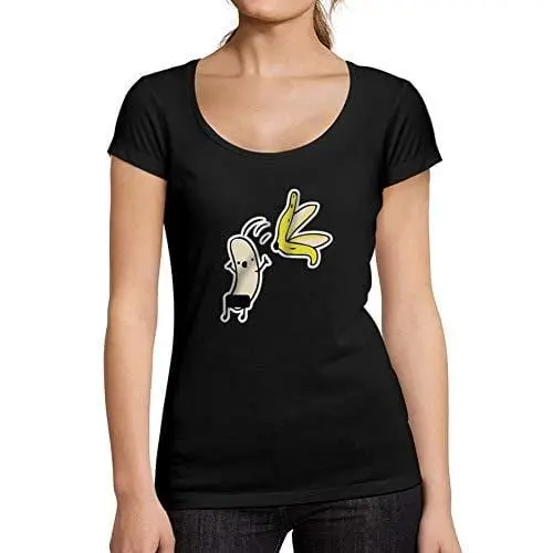 Ultrabasic - Tee-Shirt Femme Col Rond Décolleté Peeled Banana Funny Noir Profond 1