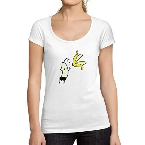 Ultrabasic - Tee-Shirt Femme Col Rond Décolleté Peeled Banana Funny White 1