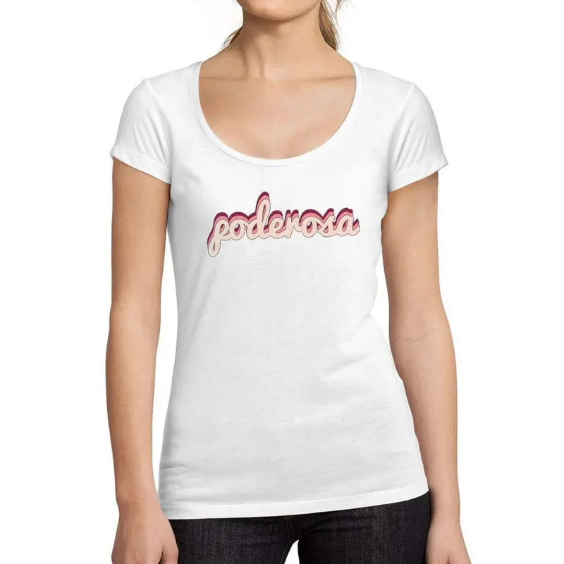 Ultrabasic - Tee-Shirt Femme Col Rond Décolleté Powerful Blanc 1
