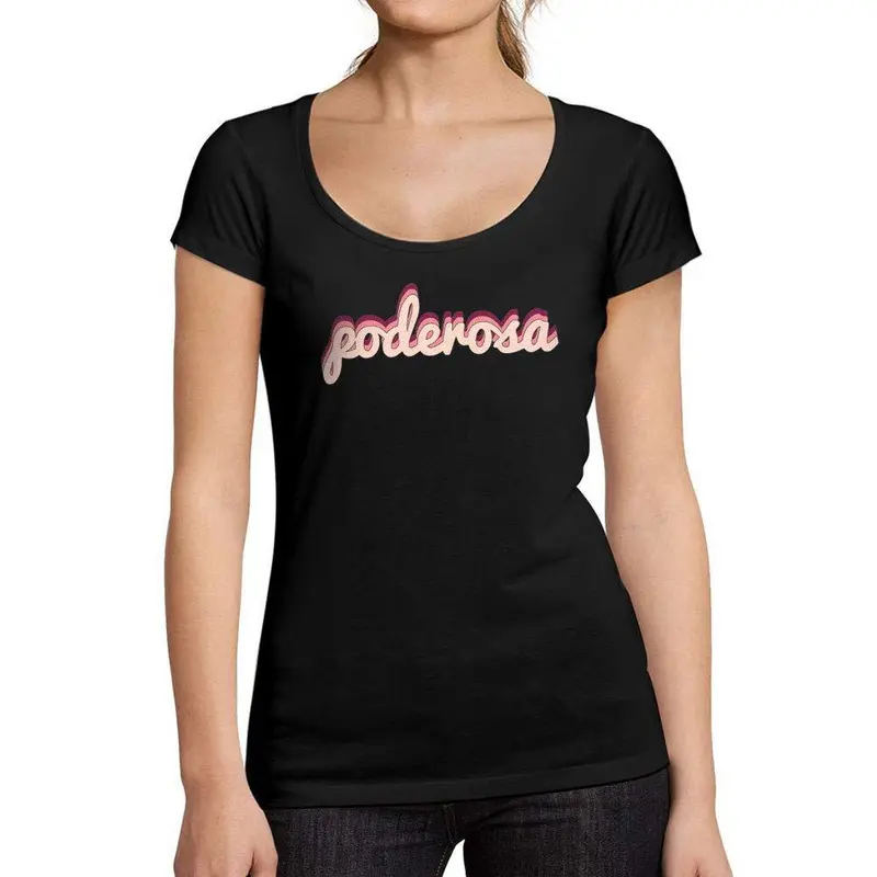 Ultrabasic - Tee-Shirt Femme Col Rond Décolleté Powerful Noir Profond 1