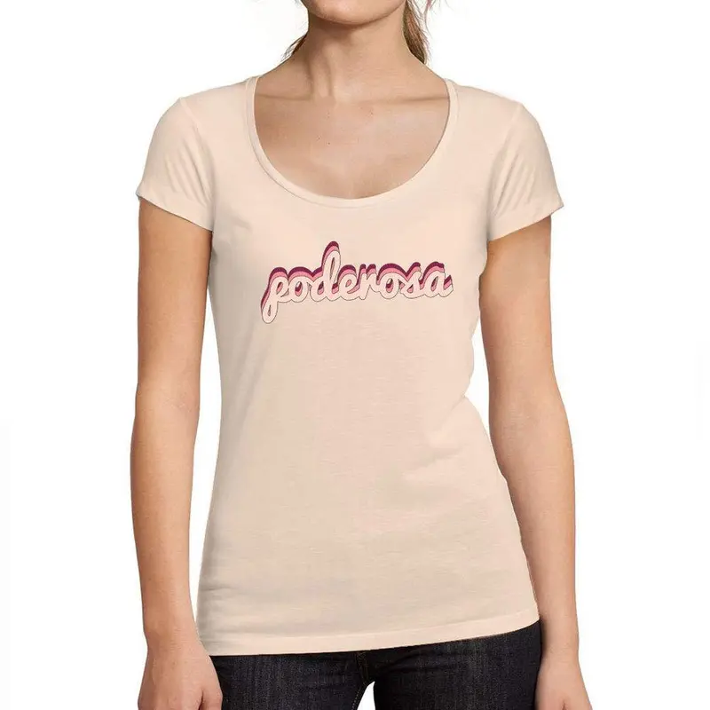 Ultrabasic - Tee-Shirt Femme Col Rond Décolleté Powerful Rose Crémeux 1