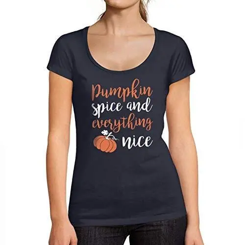 Ultrabasic - Tee-Shirt Femme Col Rond Décolleté Pumpkin Spice And Everythingfrench Marine 1