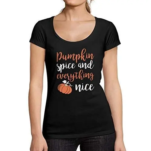 Ultrabasic - Tee-Shirt Femme Col Rond Décolleté Pumpkin Spice And Everythingnoir Profond 1