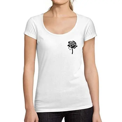 Ultrabasic - Tee-Shirt Femme Col Rond Décolleté Rose Fleur Mignonne 1