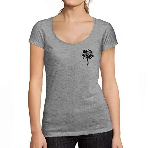 Ultrabasic - Tee-Shirt Femme Col Rond Décolleté Rose Fleur Mignonne 1