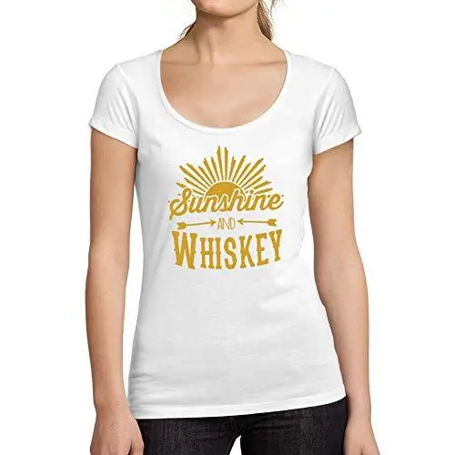 Ultrabasic - Tee-Shirt Femme Col Rond Décolleté Sunshine And Whiskey Blanc 1