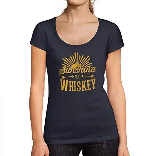 Ultrabasic - Tee-Shirt Femme Col Rond Décolleté Sunshine And Whiskey French Marine 1