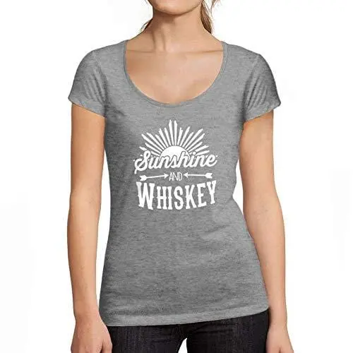 Ultrabasic - Tee-Shirt Femme Col Rond Décolleté Sunshine And Whiskey Gris Chiné 1