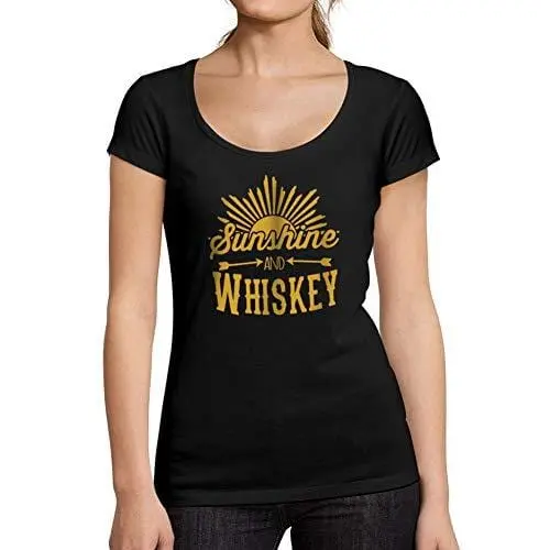 Ultrabasic - Tee-Shirt Femme Col Rond Décolleté Sunshine And Whiskey Noir Profond 1
