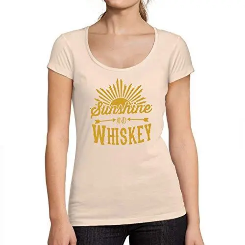 Ultrabasic - Tee-Shirt Femme Col Rond Décolleté Sunshine And Whiskey Rose Crémeux 1