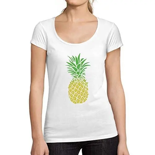 Ultrabasic - Tee-Shirt Femme Col Rond Décolleté T-Shirt Drôle D'ananas 1