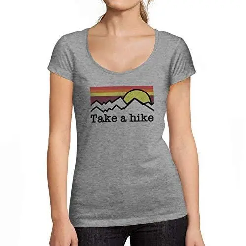 Ultrabasic - Tee-Shirt Femme Col Rond Décolleté Take A Hike Gris Chiné 1