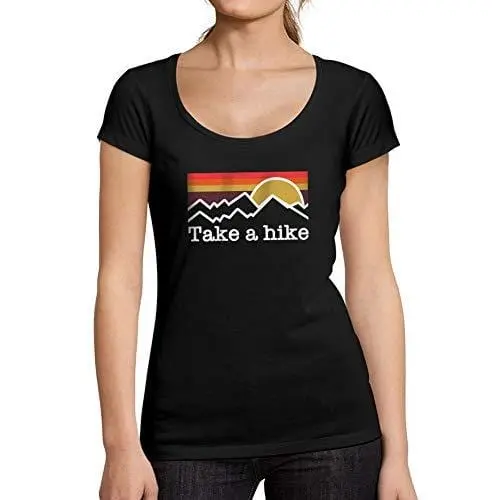 Ultrabasic - Tee-Shirt Femme Col Rond Décolleté Take A Hike Noir Profond 1