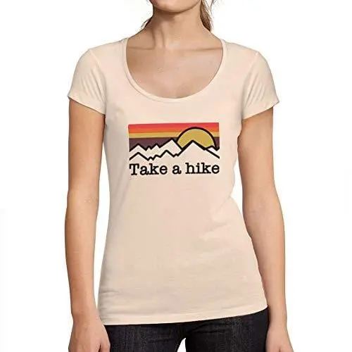 Ultrabasic - Tee-Shirt Femme Col Rond Décolleté Take A Hike Rose Crémeux 1