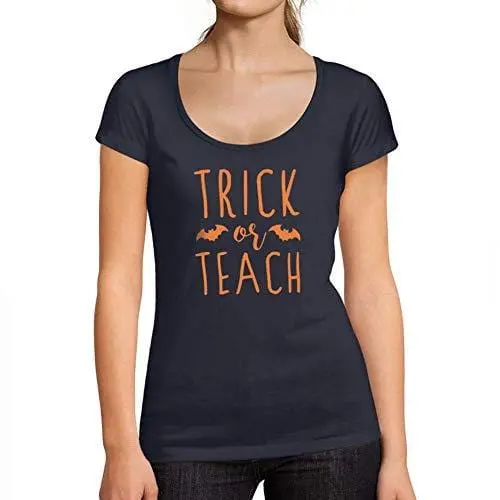 Ultrabasic - Tee-Shirt Femme Col Rond Trick Or Teach Occasionnel Mignon Halloween Tee Tops 1