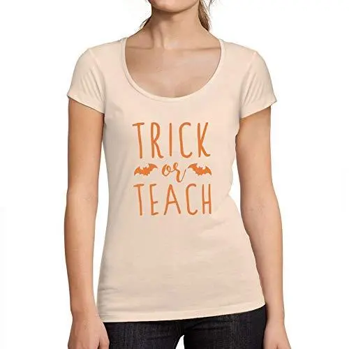 Ultrabasic - Tee-Shirt Femme Col Rond Trick Or Teach Occasionnel Mignon Halloween Tops 1