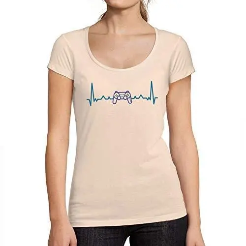 Ultrabasic - Tee-Shirt Femme Gaming Geek Battement De Coeur T-Shirt Esports Cadeau Imprimé Tée-Shirt Rose Crémeux 1