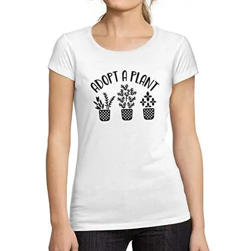 Ultrabasic - Tee-Shirt Femme Manches Courtes Adopt A Plant Blanc 1