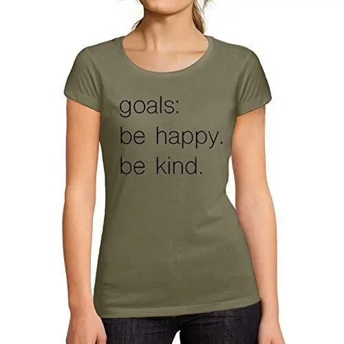 Ultrabasic - Tee-Shirt Femme Manches Courtes Be Kind Happy Kaki 1