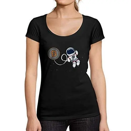 Ultrabasic - Tee-Shirt Femme Manches Courtes Bitcoin À La Lune T-Shirt Hodl Btc Crypto Commerçants Cadeau Imprimé Tée-Shirt Noir Profond 1