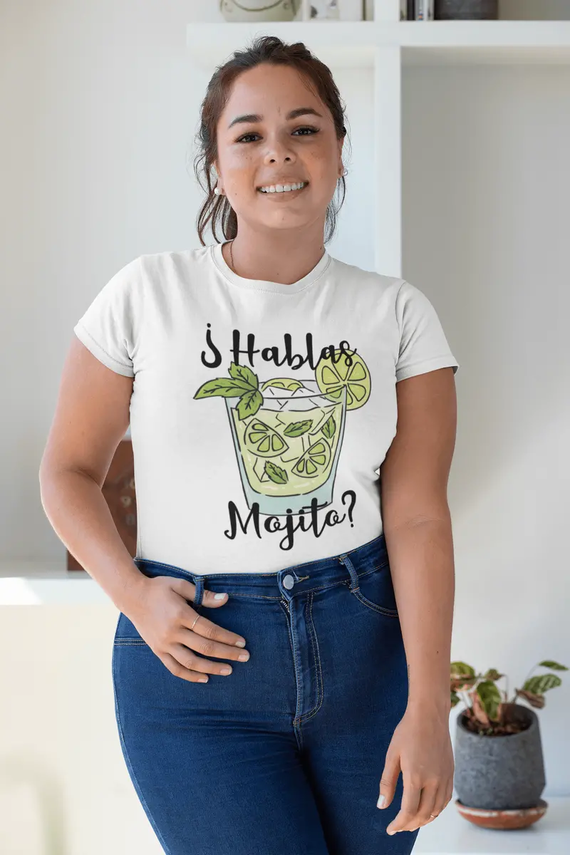 Ultrabasic - Tee-Shirt Femme Manches Courtes Hablas Mojito Printed Letters T-Shirt Blanc 1