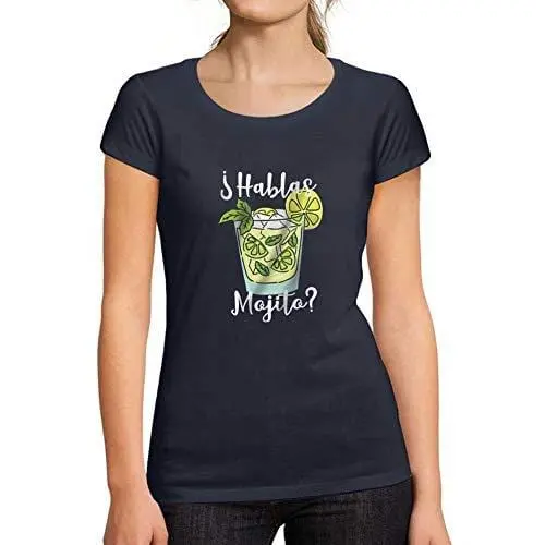 Ultrabasic - Tee-Shirt Femme Manches Courtes Hablas Mojito Printed Letters T-Shirt French Marine 1