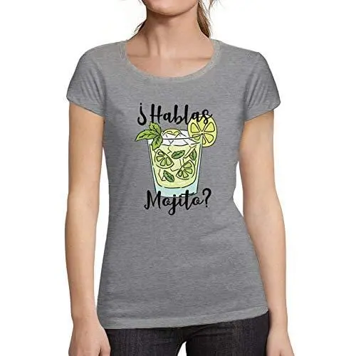 Ultrabasic - Tee-Shirt Femme Manches Courtes Hablas Mojito Printed Letters T-Shirt Gris Chiné 1