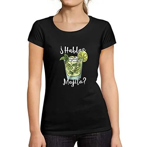 Ultrabasic - Tee-Shirt Femme Manches Courtes Hablas Mojito Printed Letters T-Shirt Noir Profond 1