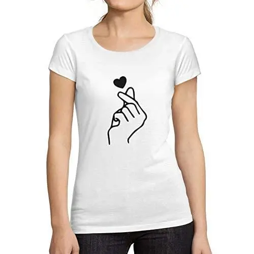 Ultrabasic - Tee-Shirt Femme Manches Courtes Hand Heart Love Blanc 1
