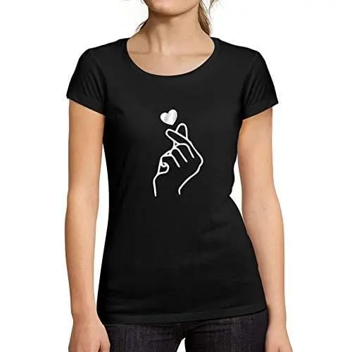 Ultrabasic - Tee-Shirt Femme Manches Courtes Hand Heart Love Noir Ptofond 1