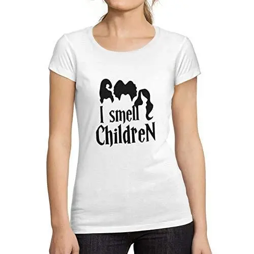 Ultrabasic - Tee-Shirt Femme Manches Courtes I Smell Children Halloween Lettre T-Shirt Imprimé Blanco 1