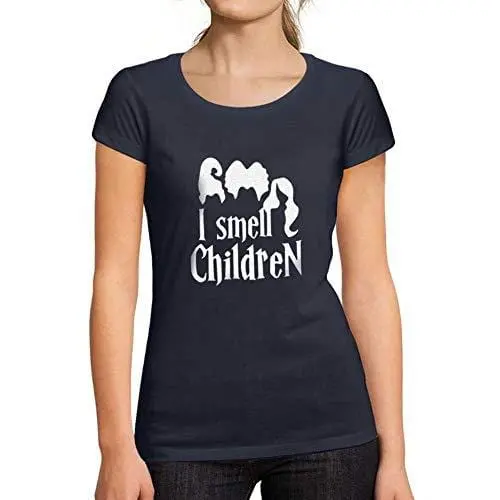 Ultrabasic - Tee-Shirt Femme Manches Courtes I Smell Children Halloween Lettre T-Shirt Imprimé French Marine 1