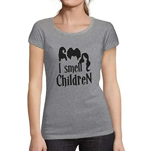 Ultrabasic - Tee-Shirt Femme Manches Courtes I Smell Children Halloween Lettre T-Shirt Imprimé Gris Chiné 1