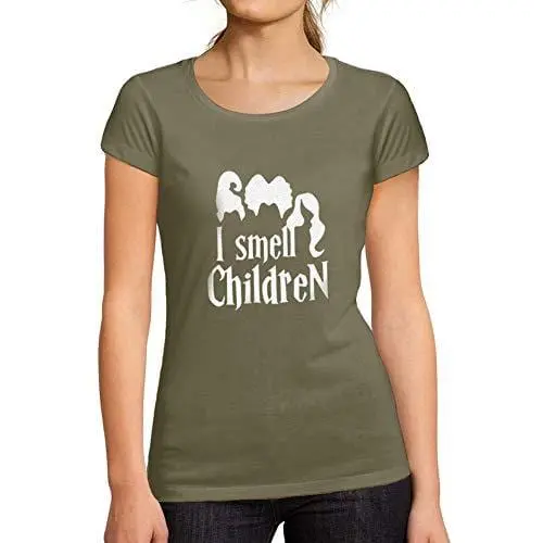 Ultrabasic - Tee-Shirt Femme Manches Courtes I Smell Children Halloween Lettre T-Shirt Imprimé Kaki 1