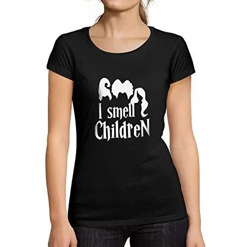 Ultrabasic - Tee-Shirt Femme Manches Courtes I Smell Children Halloween Lettre T-Shirt Imprimé Noir Profond 1