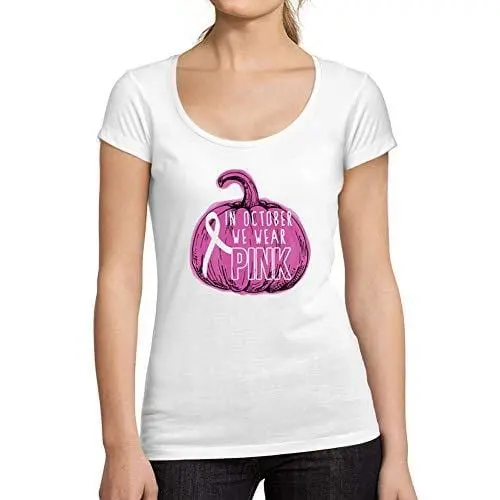 Ultrabasic - Tee-Shirt Femme Manches Courtes In October We Wear Pink Blanc 1