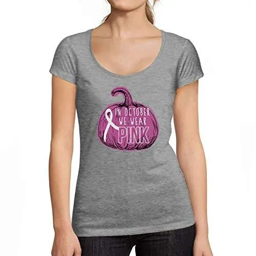 Ultrabasic - Tee-Shirt Femme Manches Courtes In October We Wear Pink Gris Chiné 1