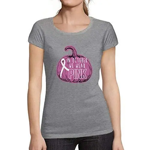 Ultrabasic - Tee-Shirt Femme Manches Courtes In October We Wear Pink Gris Chiné 1