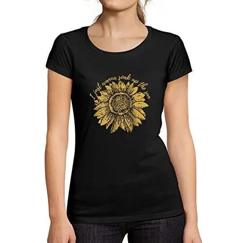Ultrabasic - Tee-Shirt Femme Manches Courtes Je Veux Juste Absorber Le Tournesol Sun French Marine 1