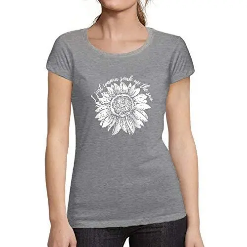Ultrabasic - Tee-Shirt Femme Manches Courtes Je Veux Juste Absorber Le Tournesol Sun Gris Chiné 1