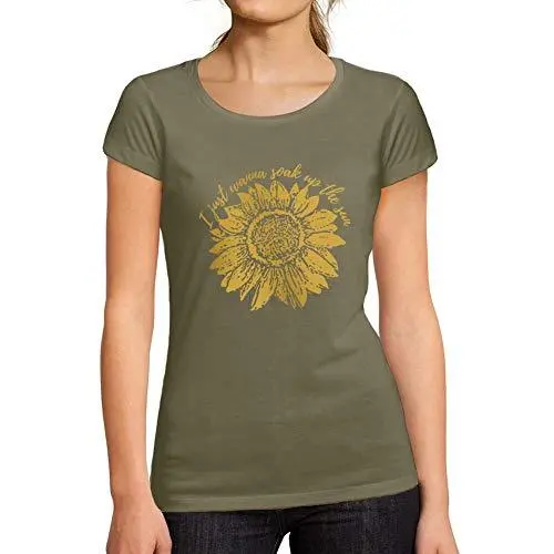 Ultrabasic - Tee-Shirt Femme Manches Courtes Je Veux Juste Absorber Le Tournesol Sun Kaki 1