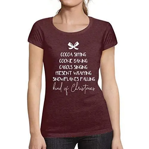 Ultrabasic - Tee-Shirt Femme Manches Courtes Kind Of Christmas Noël Cadeau Idées Tee Bordeaux 1