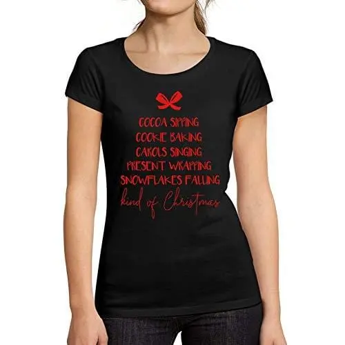 Ultrabasic - Tee-Shirt Femme Manches Courtes Kind Of Christmas Noël Cadeau Idées Tee Noir Profond 1