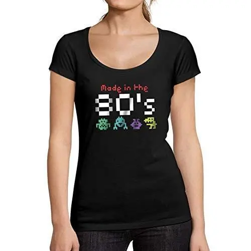 Ultrabasic - Tee-Shirt Femme Manches Courtes Made In 80'S Noël Cadeau Idées Tee Noir Profond 1