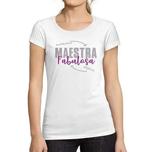 Ultrabasic - Tee-Shirt Femme Manches Courtes Maestra Fabulosa Blanc 1