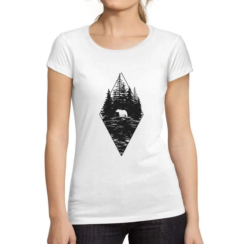 Ultrabasic - Tee-Shirt Femme Manches Courtes Ours De La Forêt Blanco 1